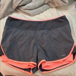 Hind Grey and Coral Athletic Shorts Lightweight Breathable Design